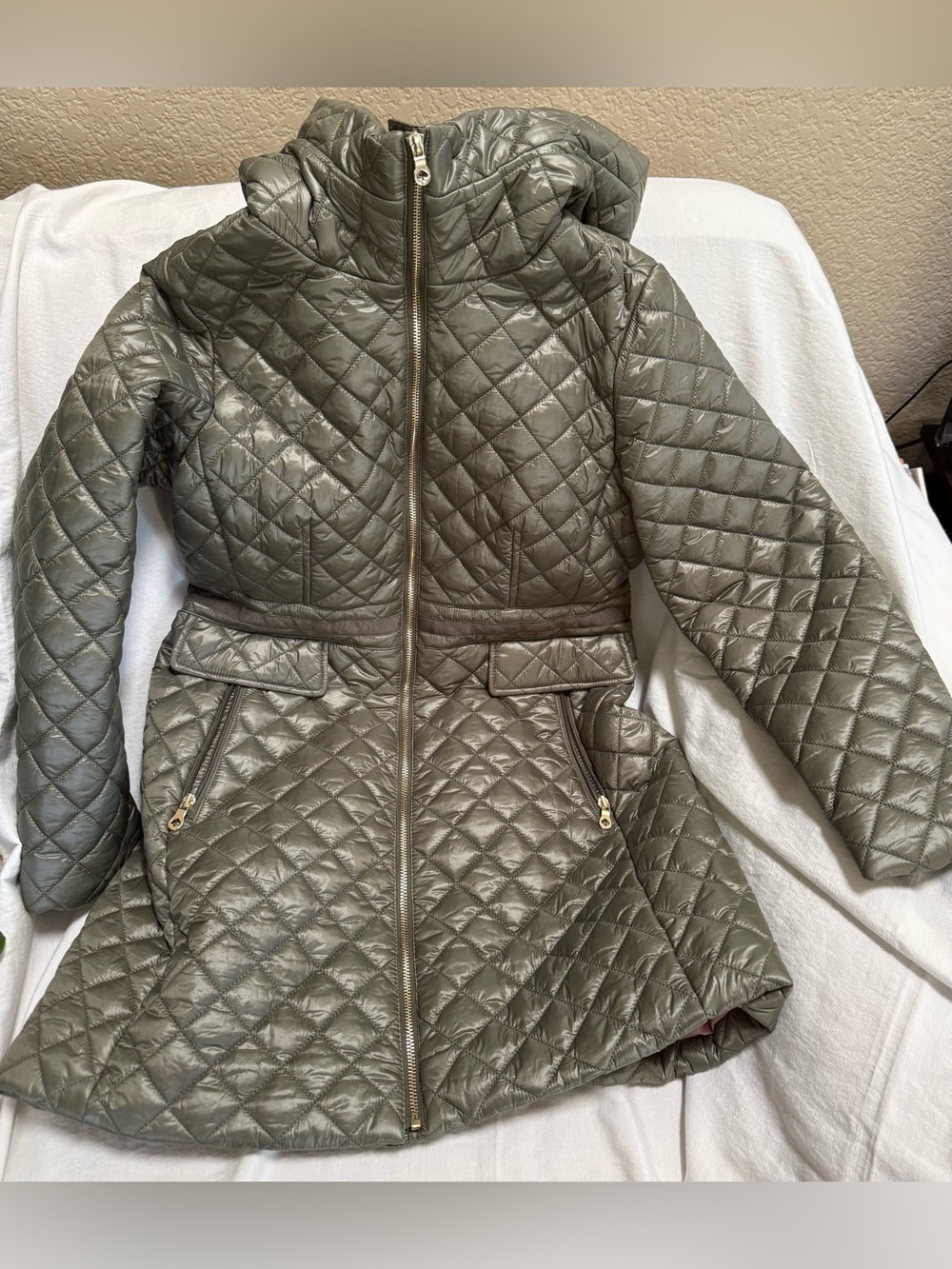 kate spade new york Quilted Coat -Olive Green